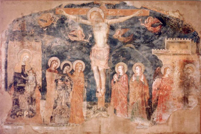 Trevi, Italy. Raccolta d'Arte di S. Francesco. Crocifissione, affresco staccato.