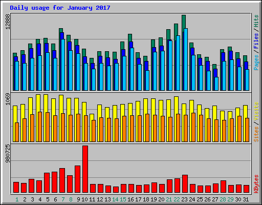 Daily usage for January 2017